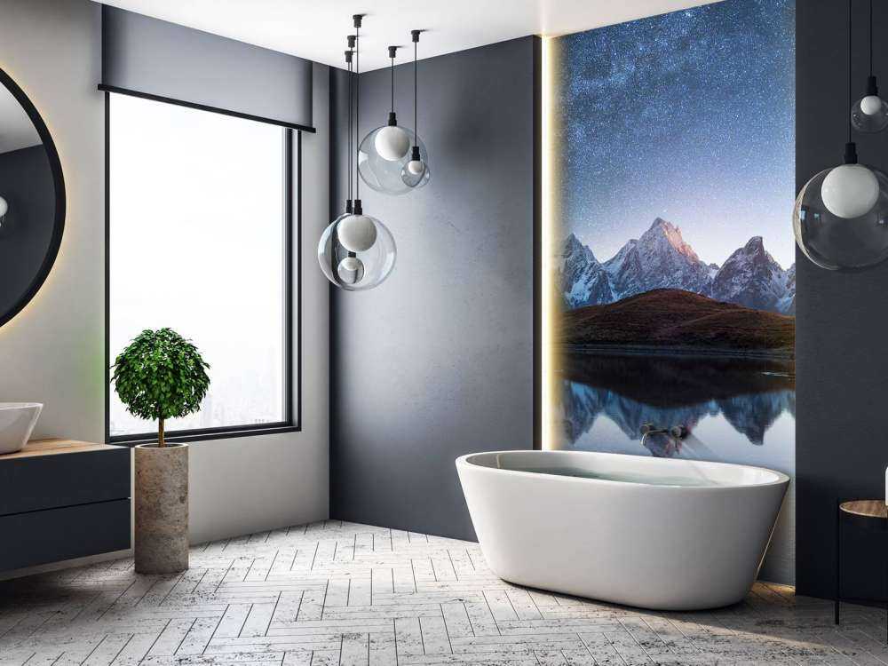 Mountains with snow at night