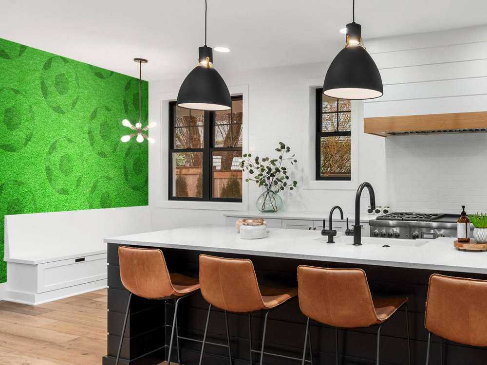 Playing soccer on grass