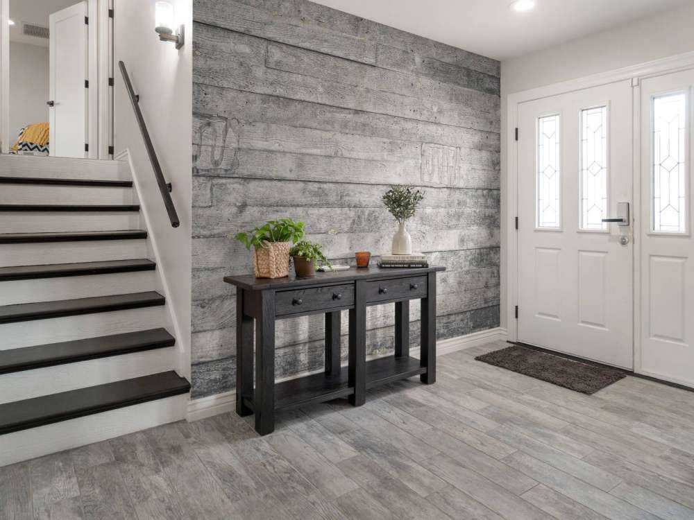 Wooden grey wall