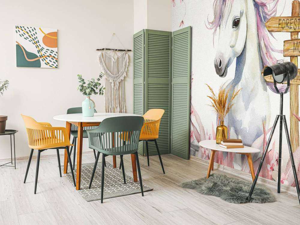 Baby unicorn with plants pink