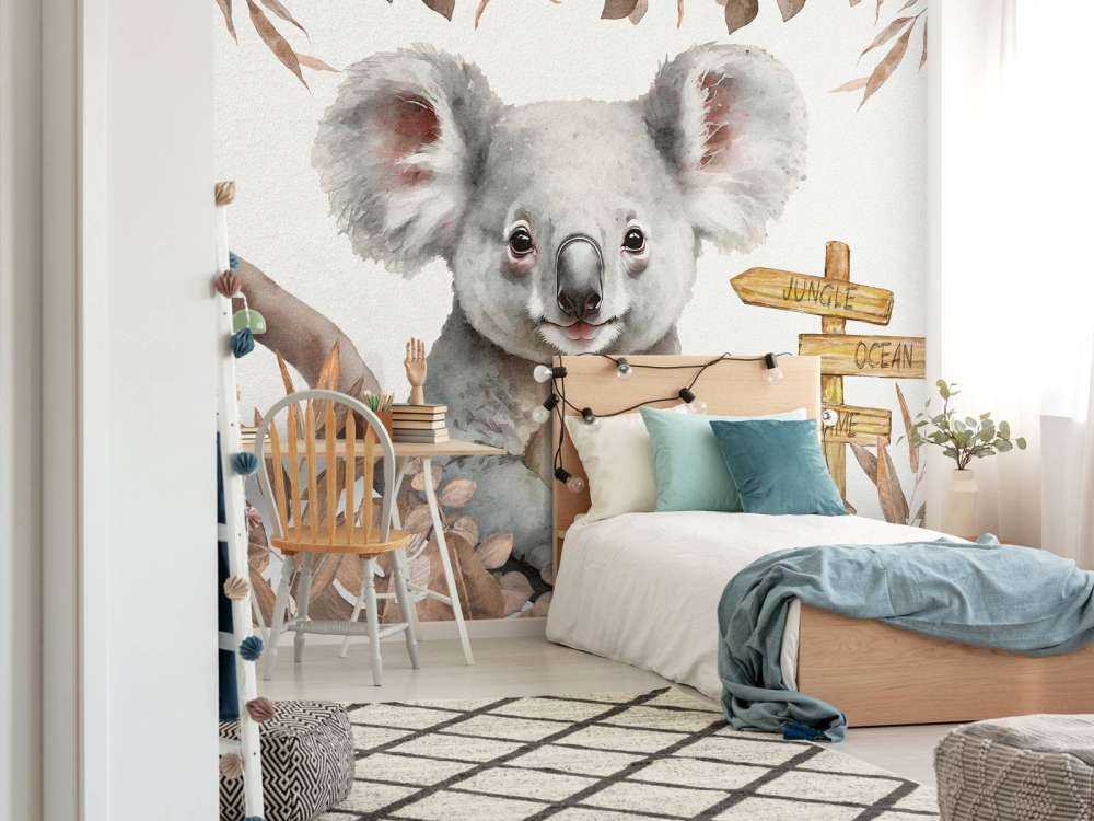 Baby koala in jungle taupe