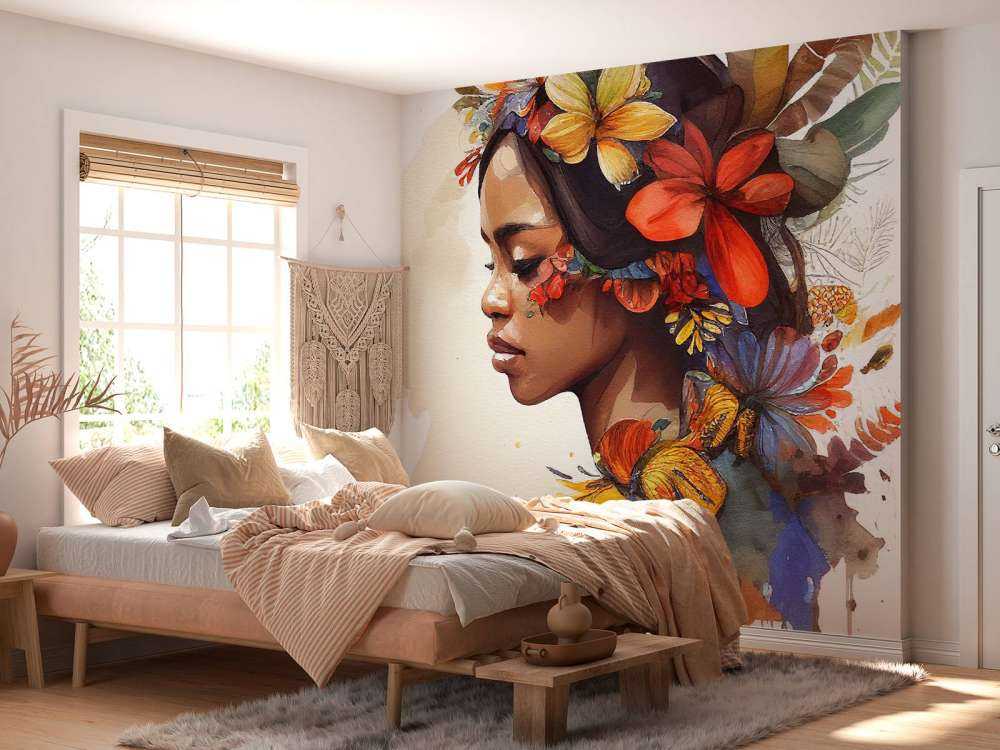 Watercolor Floral Indonesian Native Woman #4