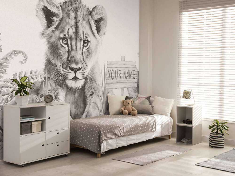 Baby lion in the jungle beige