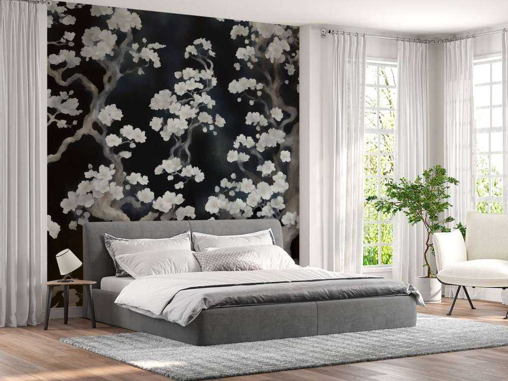 Wonderful blooming forest - black