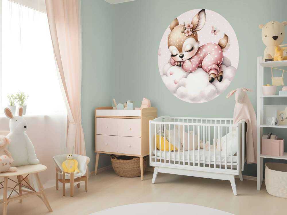 Sleeping little deer on a cloud