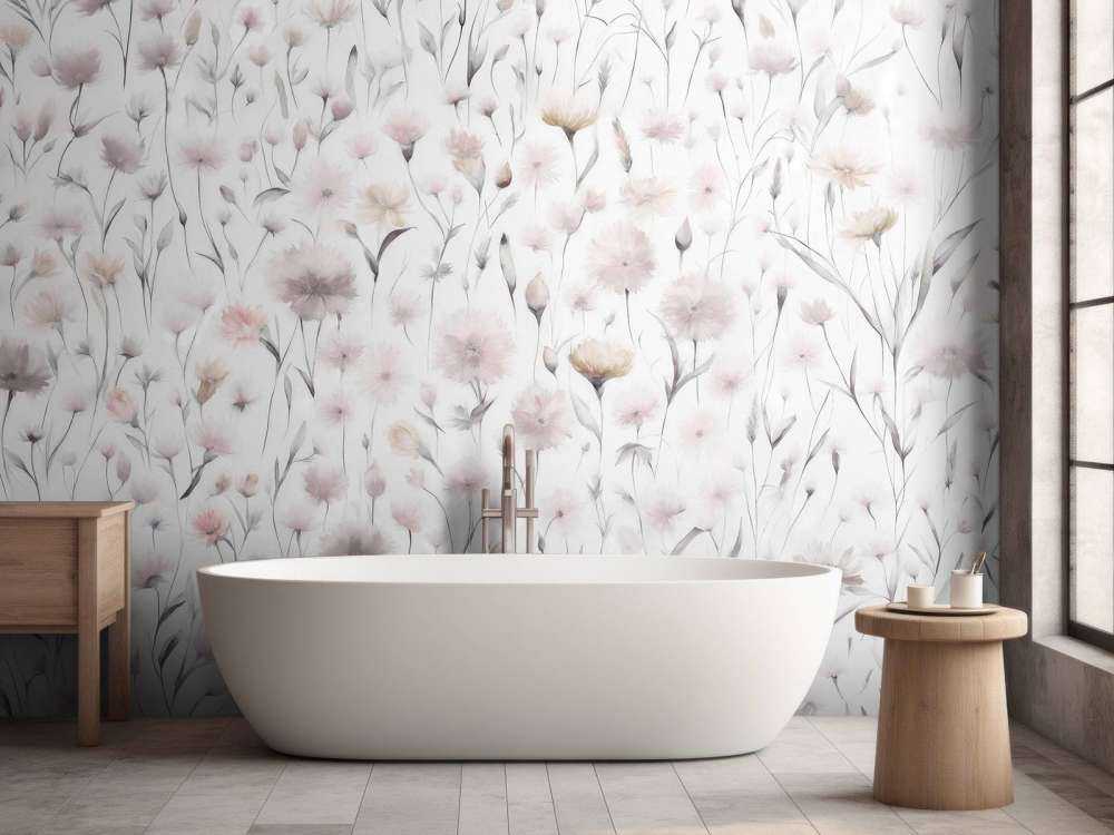 Cornflowers and field grasses pink