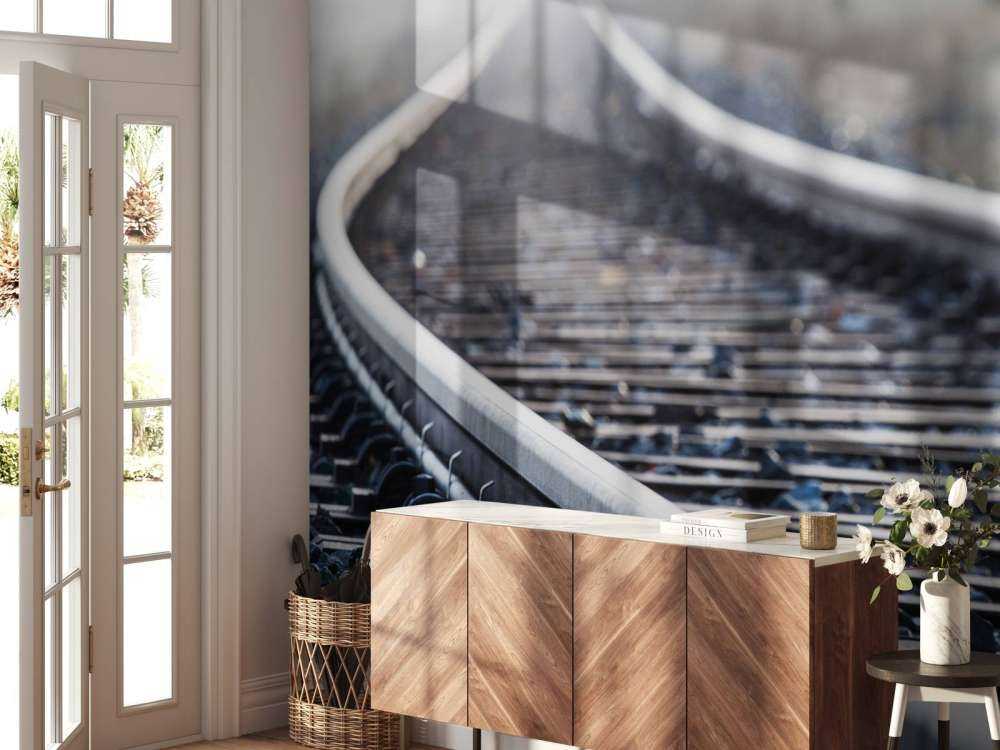 Train track in the morning mist