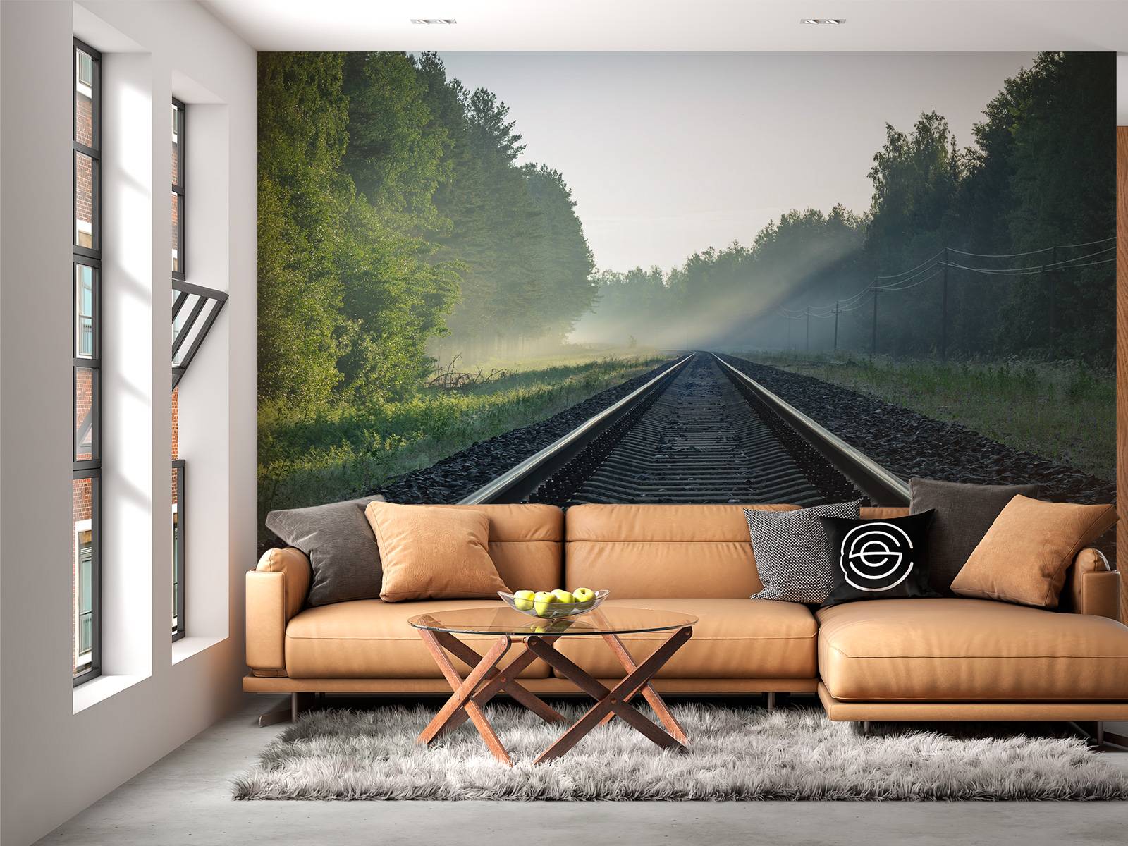Train tracks through the forest