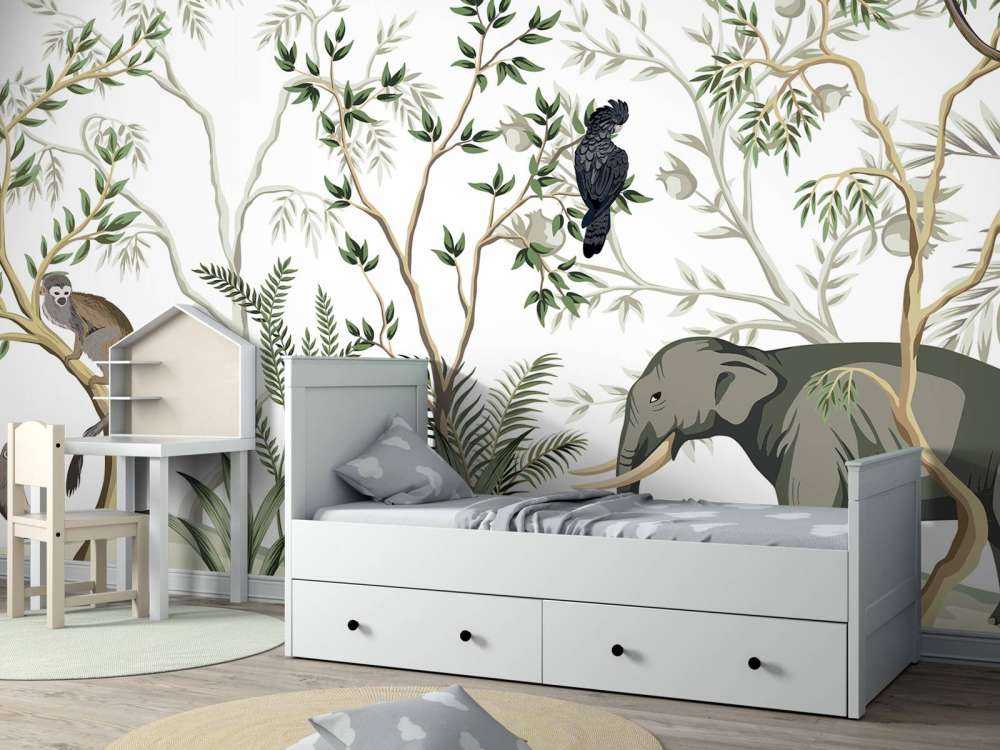 Drawn animals in the jungle