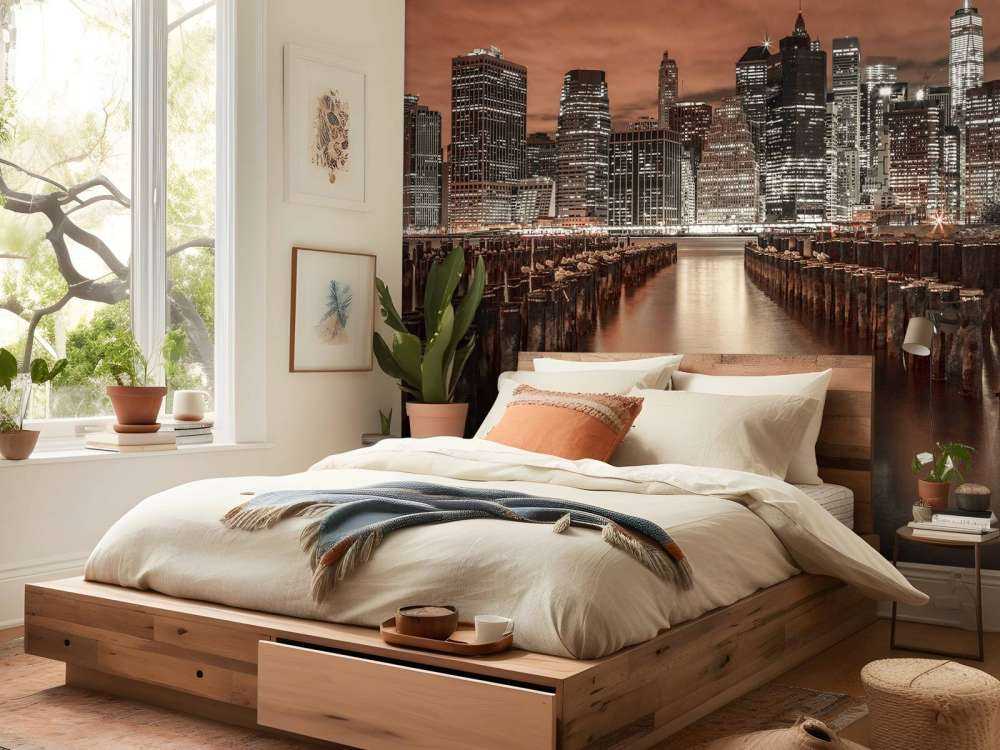 Manhattan skyline with breakwaters