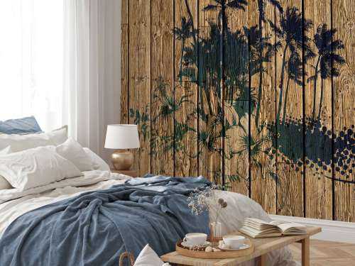 Palm trees on wood