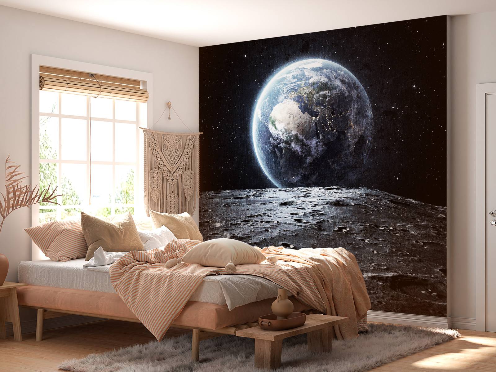 Moon and earth