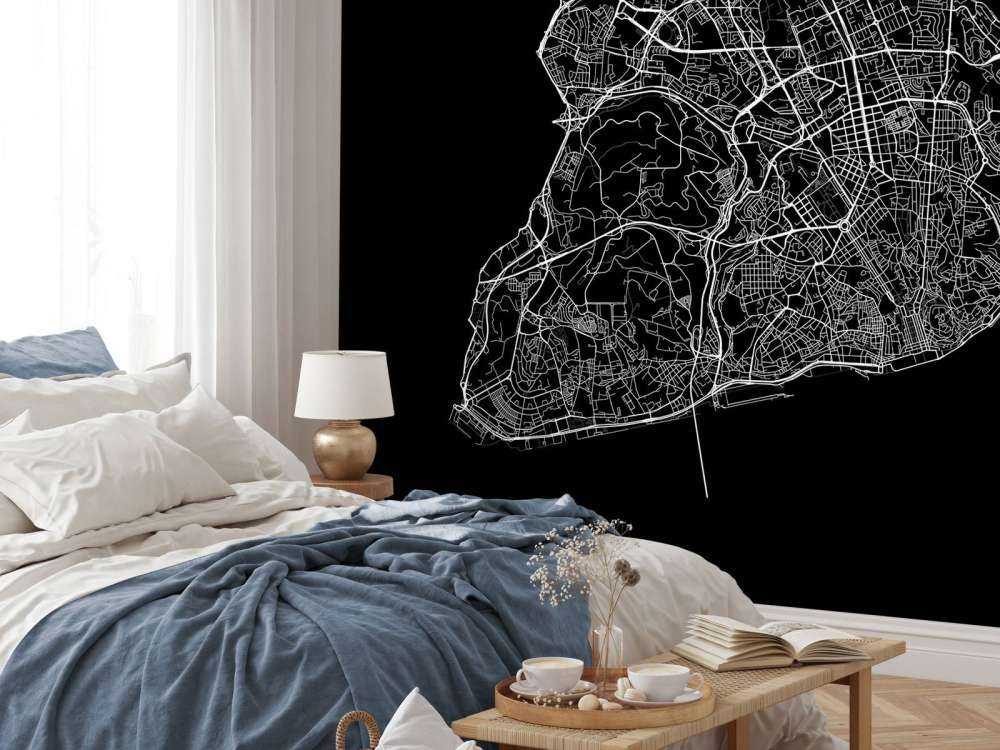 Plattegrond van Lissabon, zwart