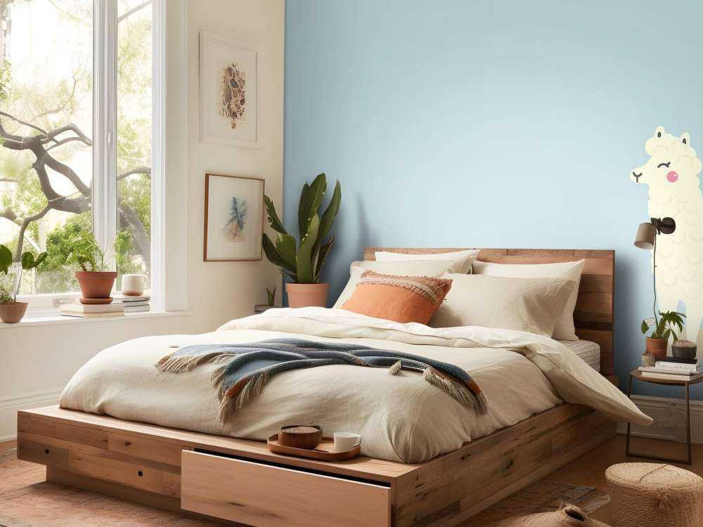 Alpaca design met een blauwe achtergrond