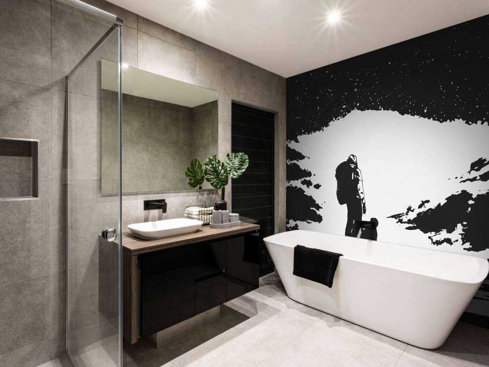 Reiziger met hond zwart-wit