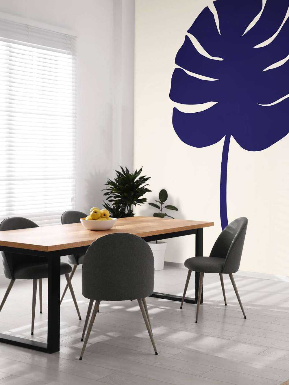 Monstera Leaf Dark Blue