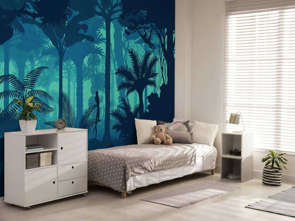 Blue jungle silhouette
