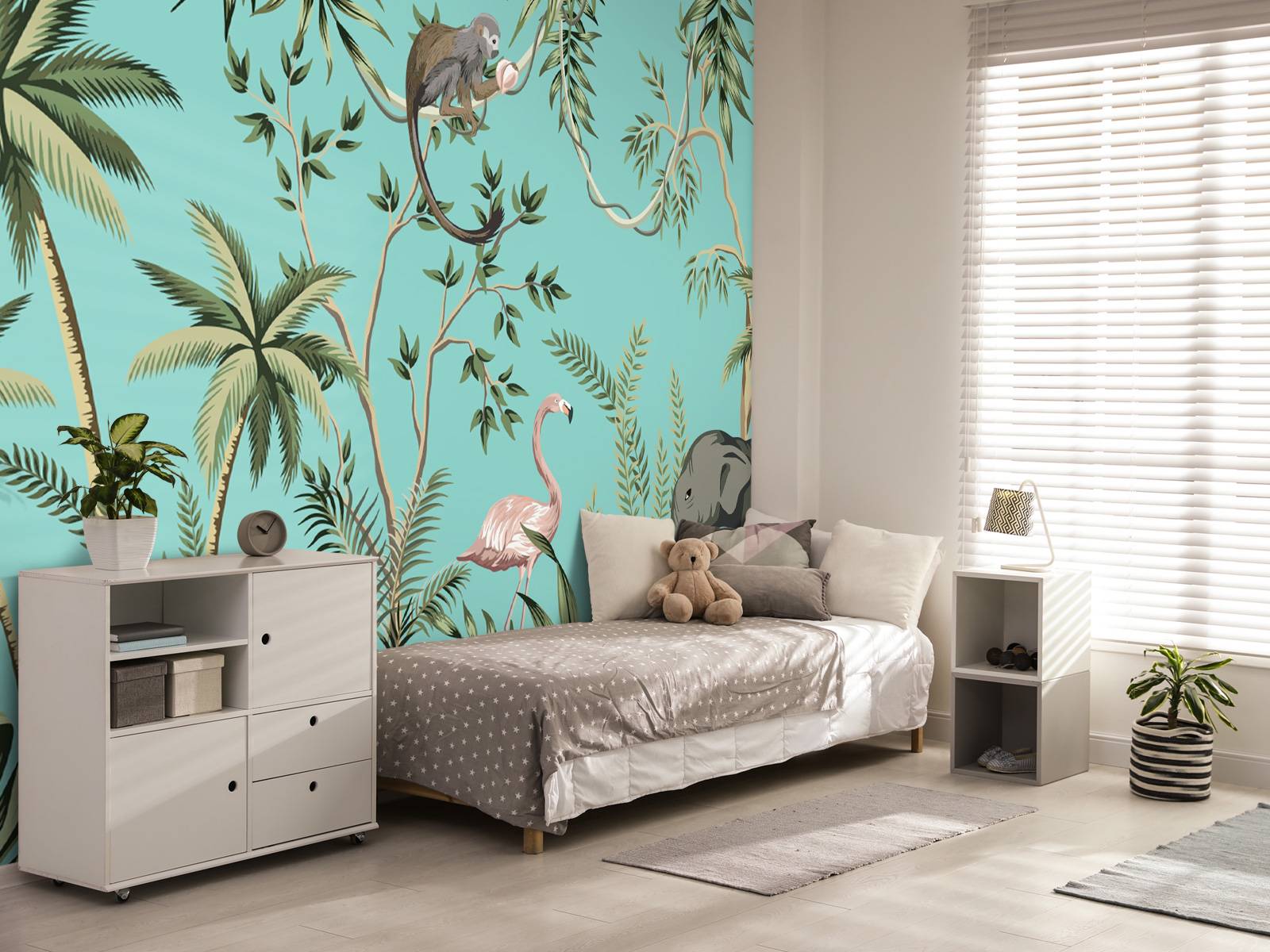 Elephant, flamingo and friends