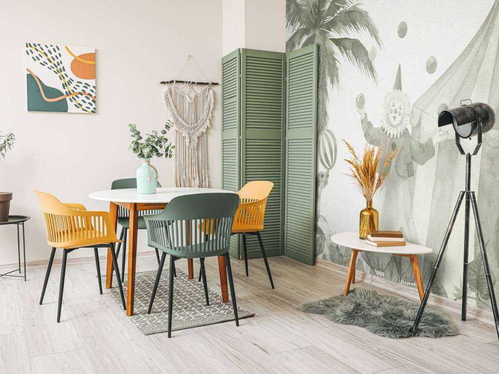 Merry circus animals in green