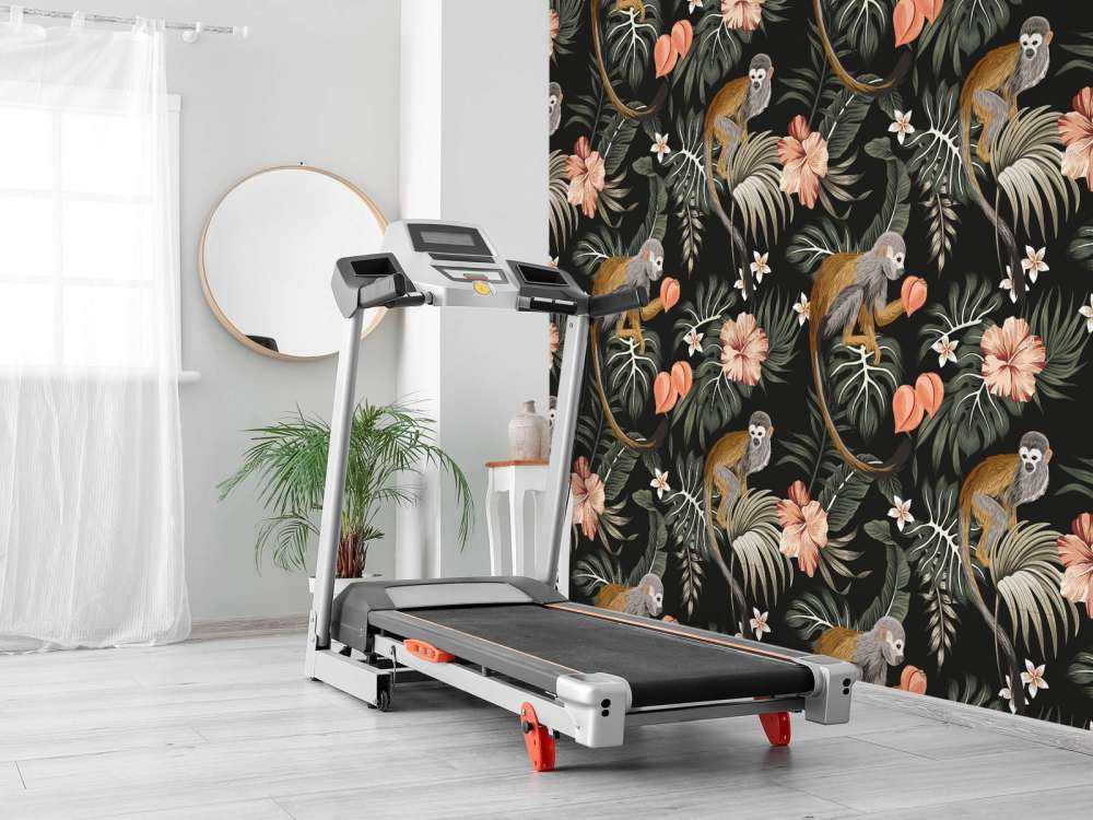 Tropical leaves with monkeys