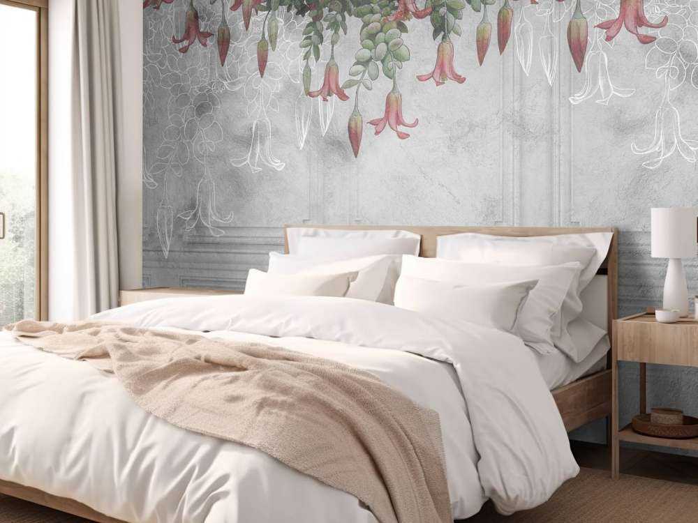 Classic gray paneling with flowers