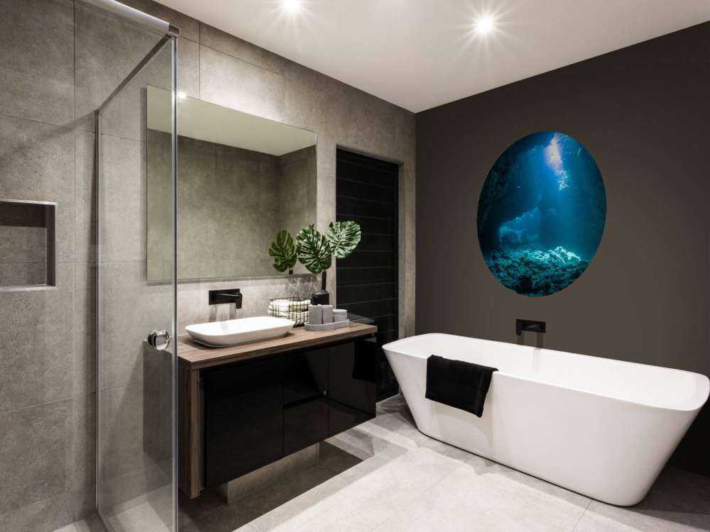 Dark cave in the ocean