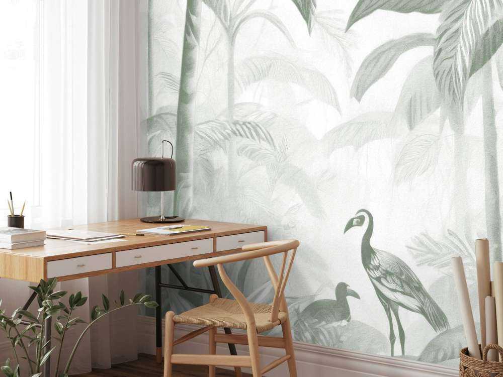 Hidden Jungle with Ibis, green