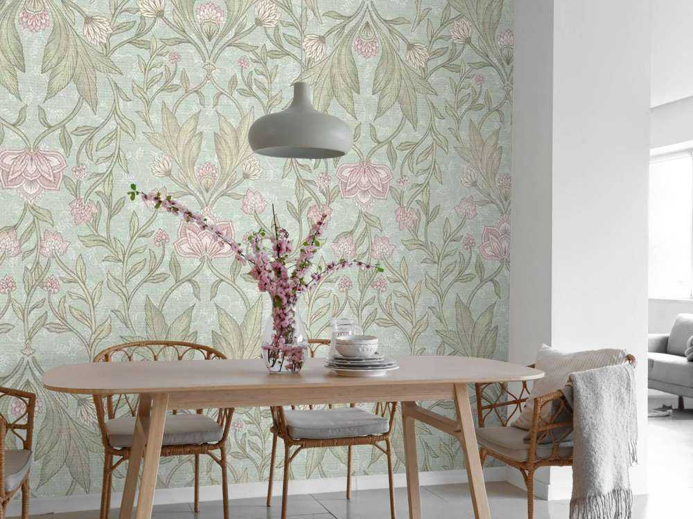 Morris floral damask - mint green