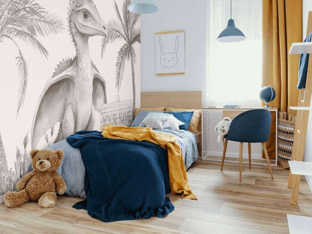 Baby pteranodon in the beige jungle