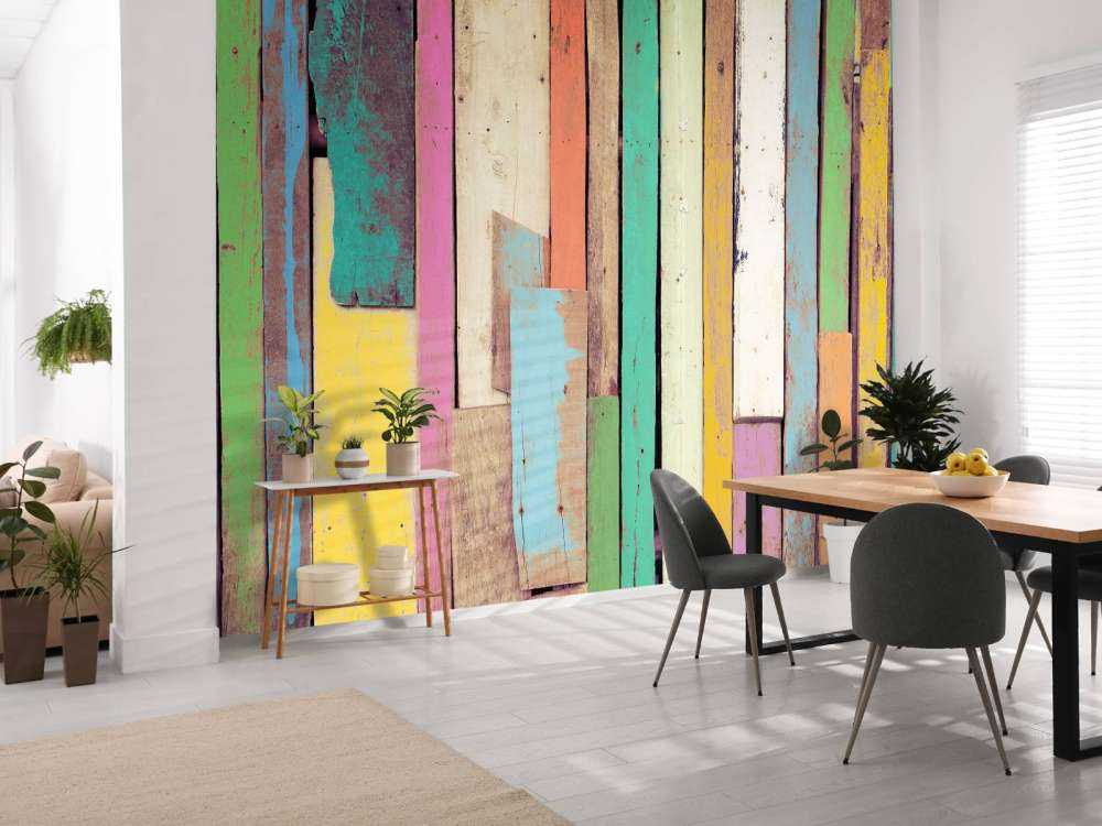 Colored demolition wood