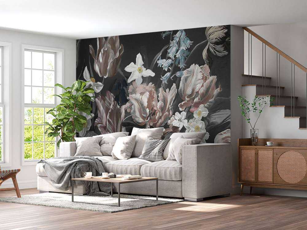 Bouquet with orange peonies