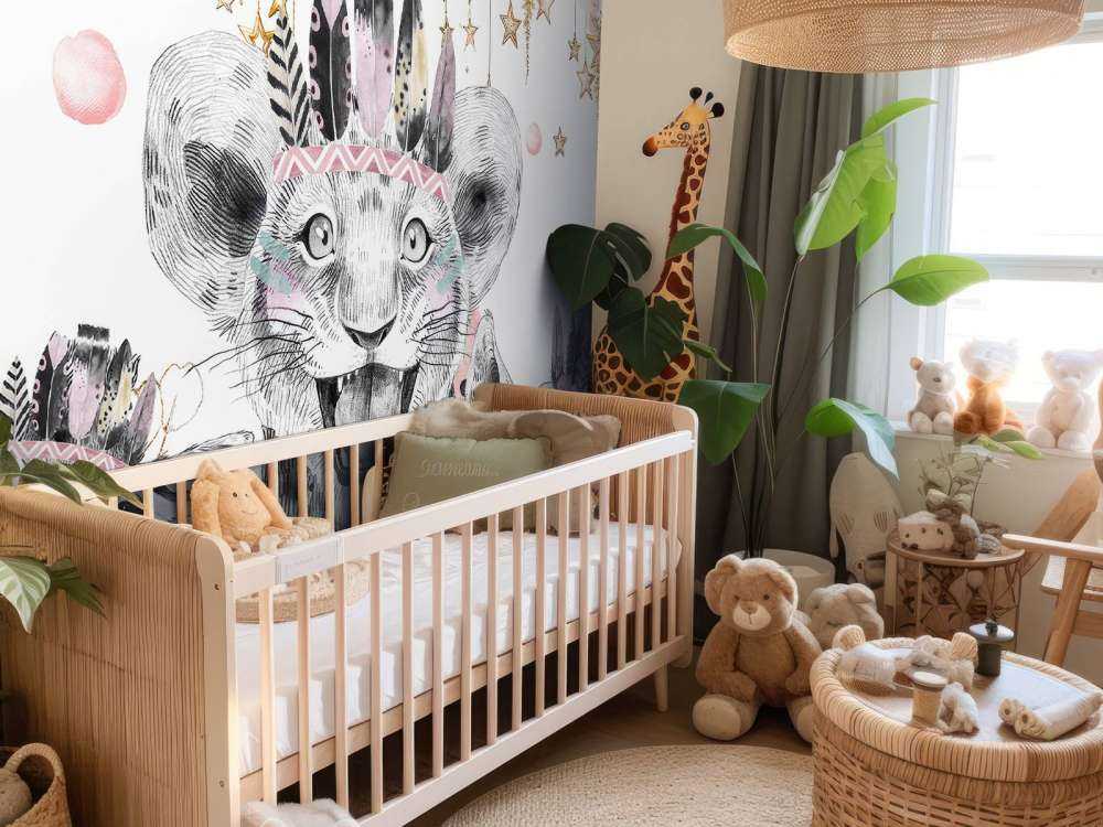 Dreamy animals under starry clouds