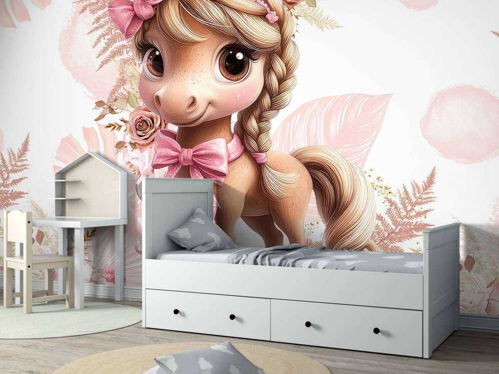 Elegant pony with pink bow