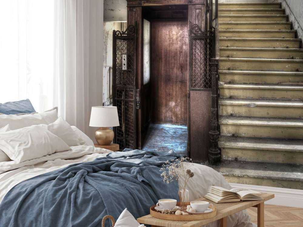 Abandoned wooden cage lift