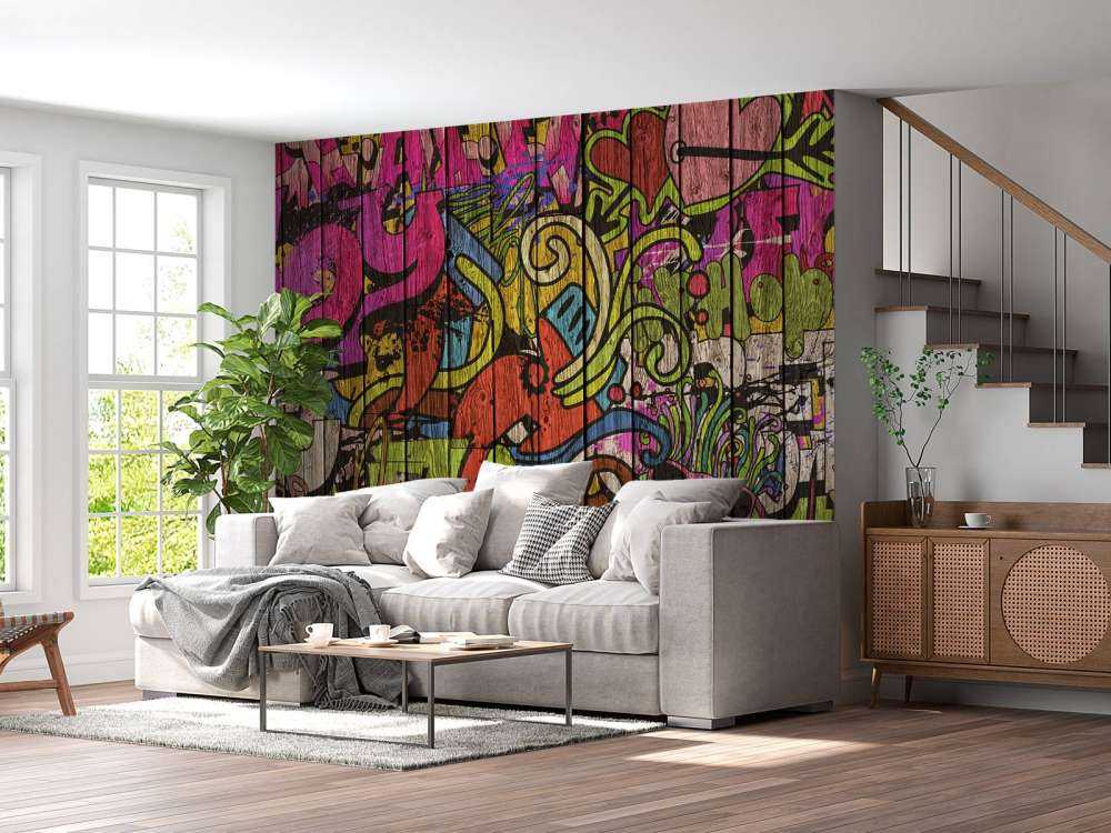 Street graffiti on old wood