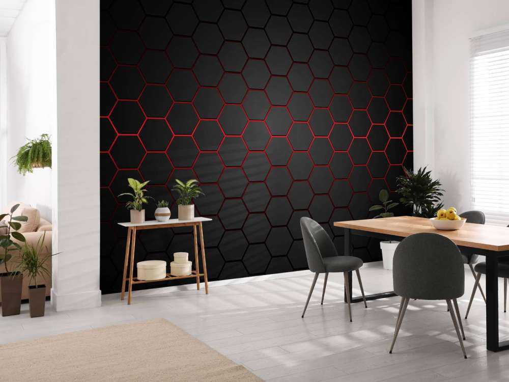 Red glowing hexagons