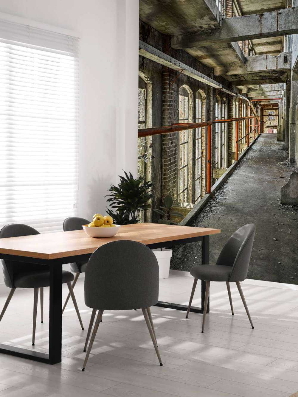 Footbridge in abandoned building