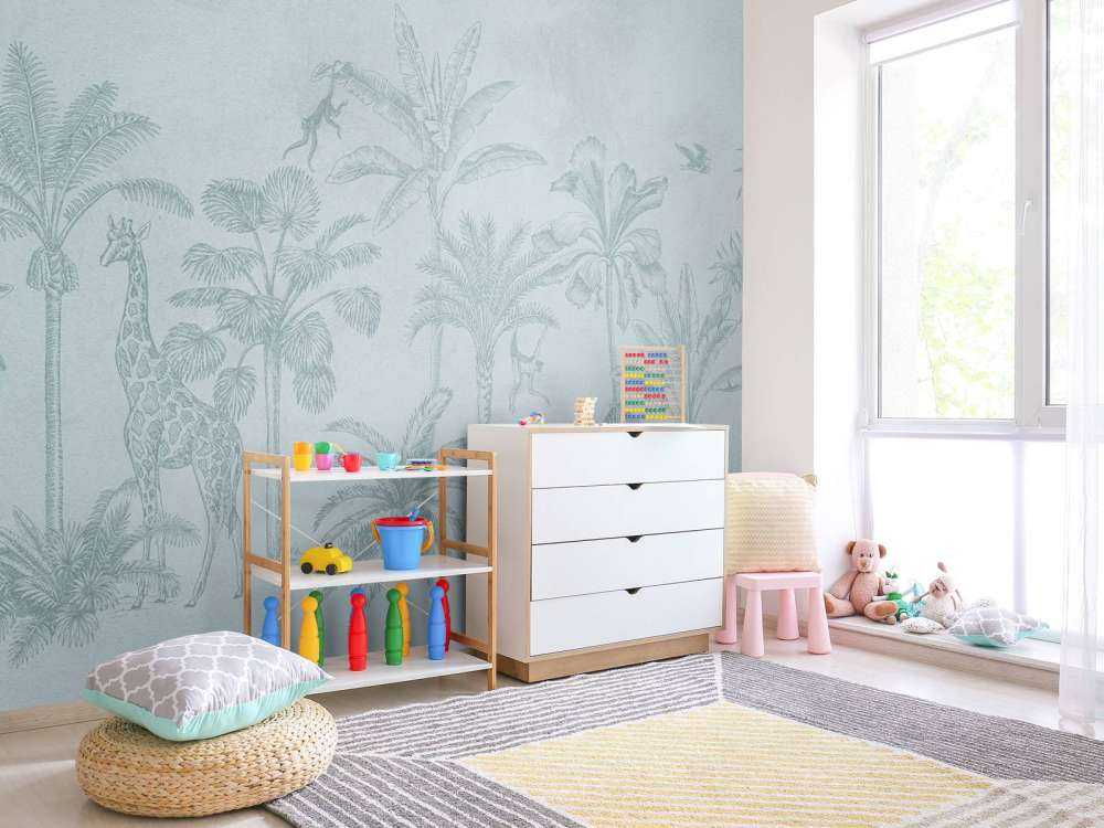 Tropical animal jungle blue