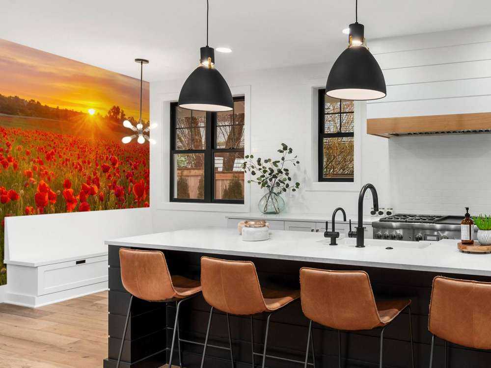 Flowering poppy field