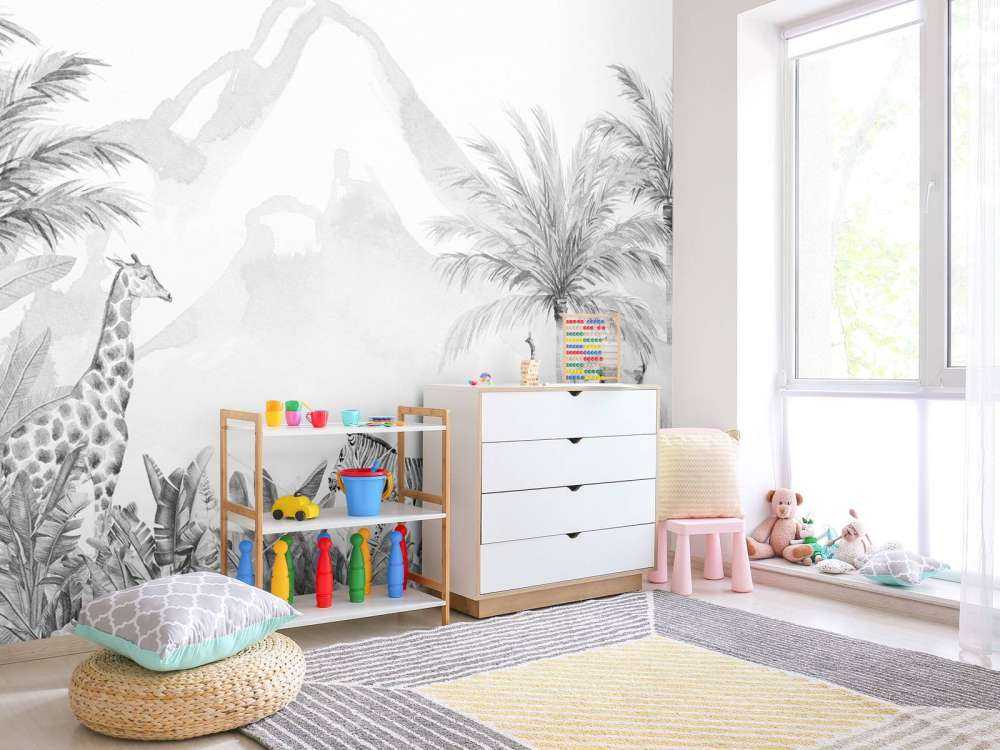 Jungle animals in black and white