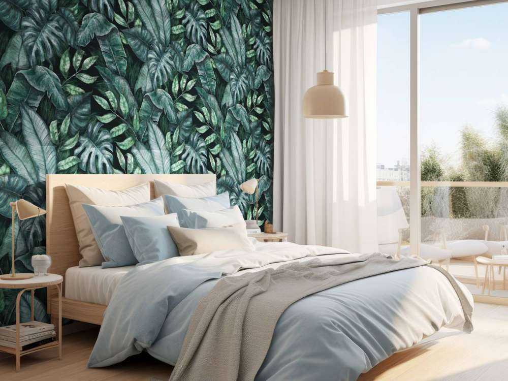 Botanical pattern with palm leaves
