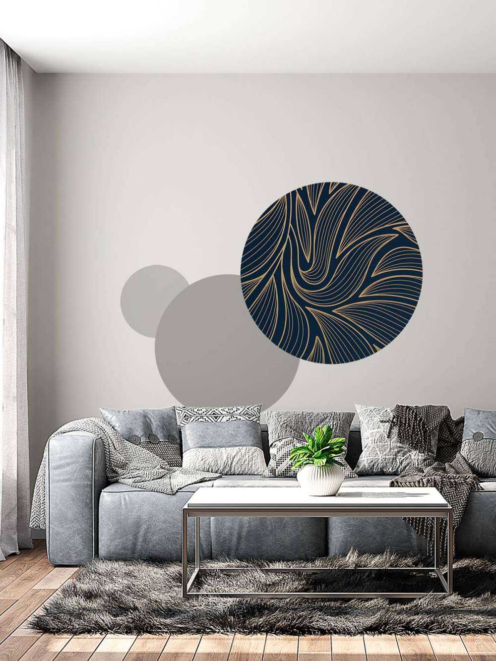 Art deco flowers blue