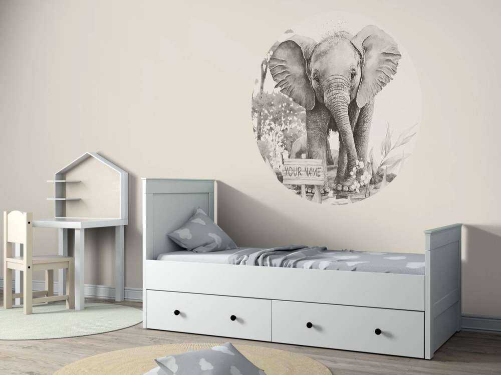 Baby elephant in the jungle beige