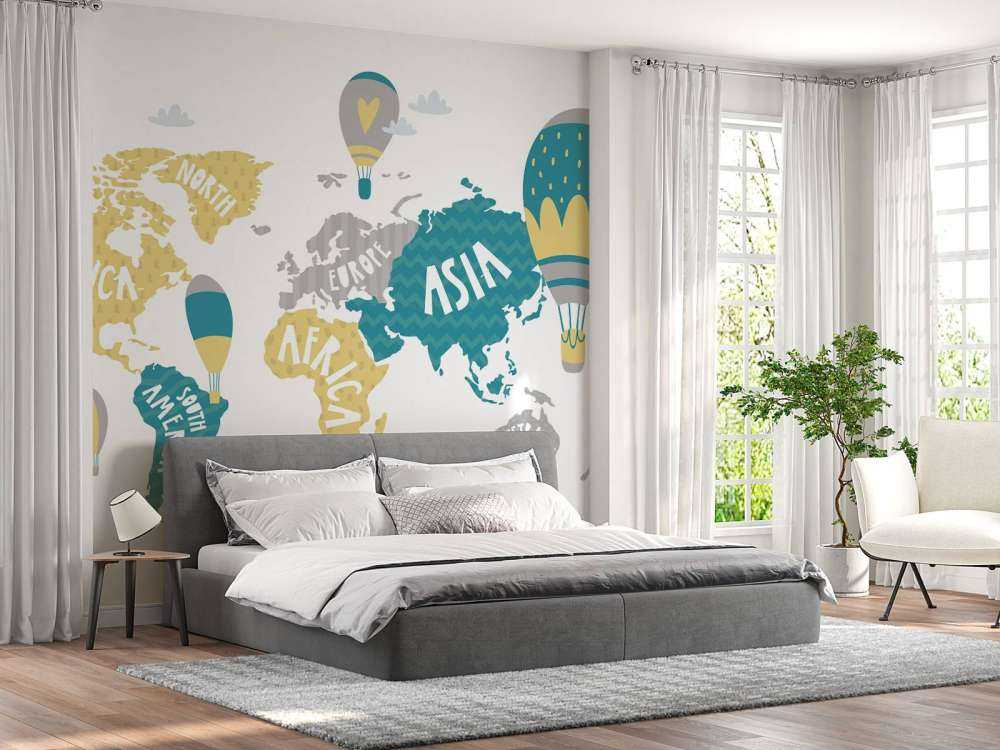 World map with balloons