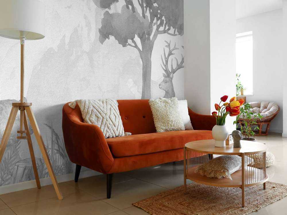 Forest animals in black and white