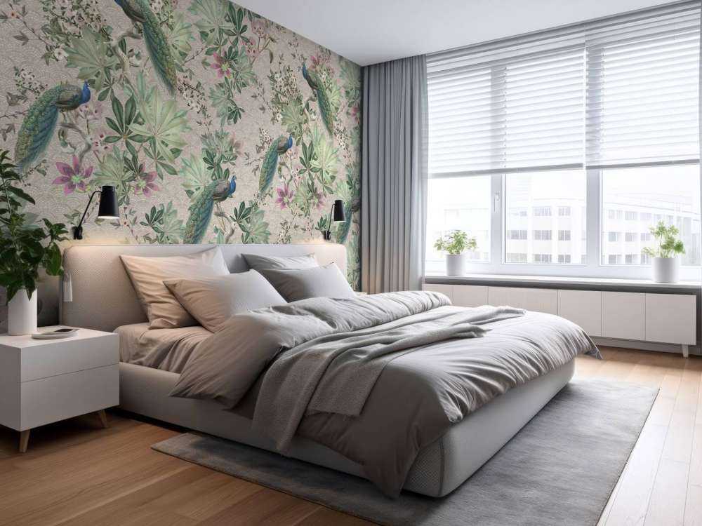 Vintage garden peacocks - cream