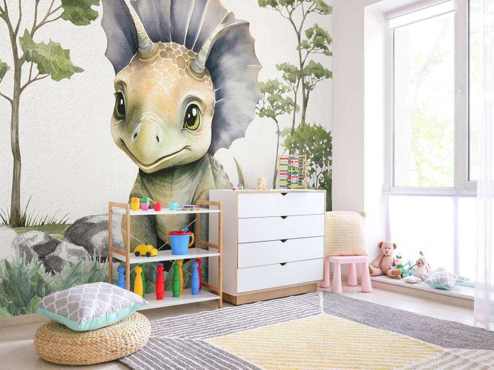 Baby triceratops in the jungle