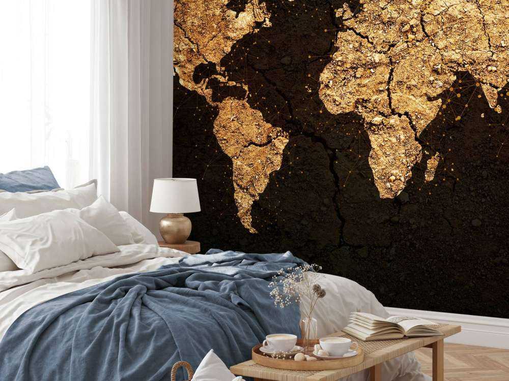 Golden world map