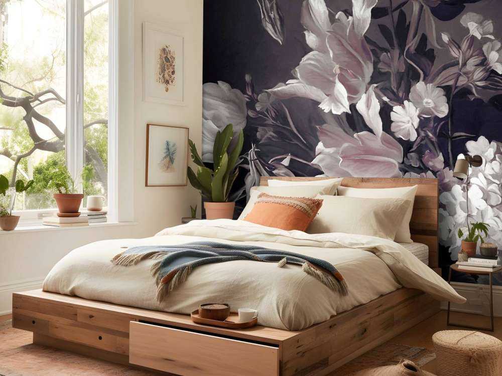 Bouquet with purple tulips