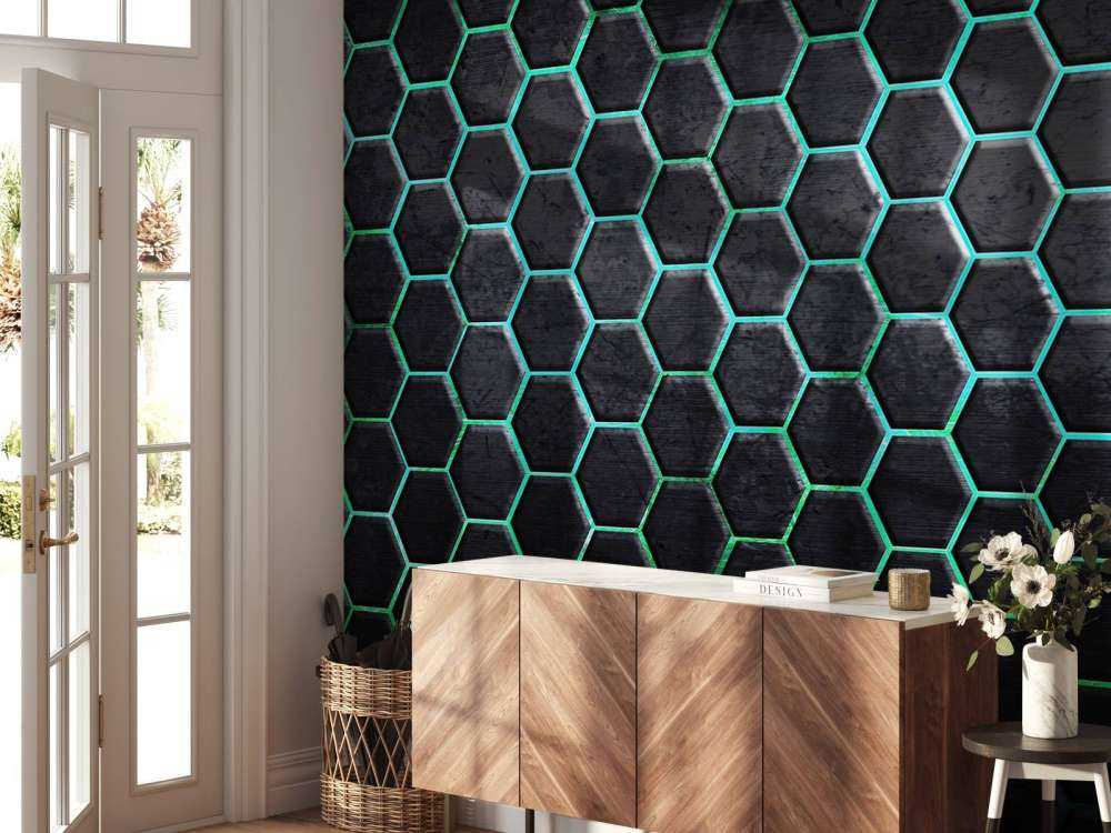 Hexagons with green lights